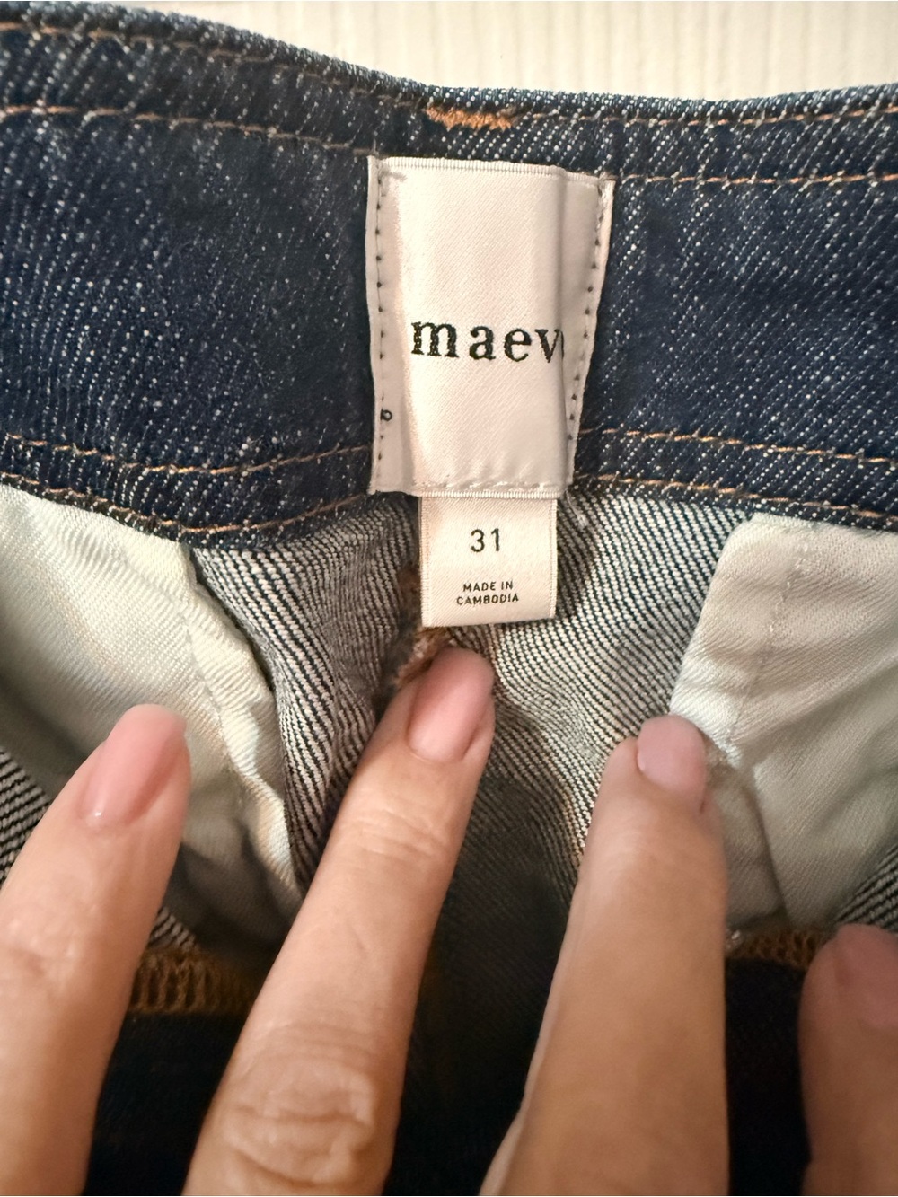 Maeve Scalloped Side-Seam Wide Leg Jeans in Dark Indigo - Picture 6 of 8
